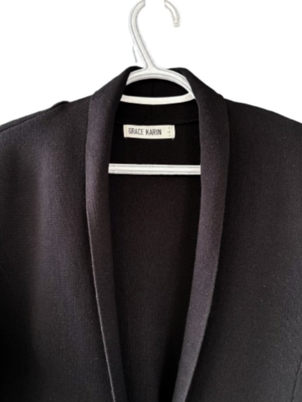 Grace Karin knitted sweater blazer black women's size L - Picture 3 of 6